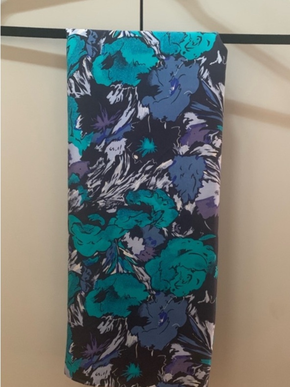Teal Navy Floral Square Scarf | Lightweight Statement Accessory OS